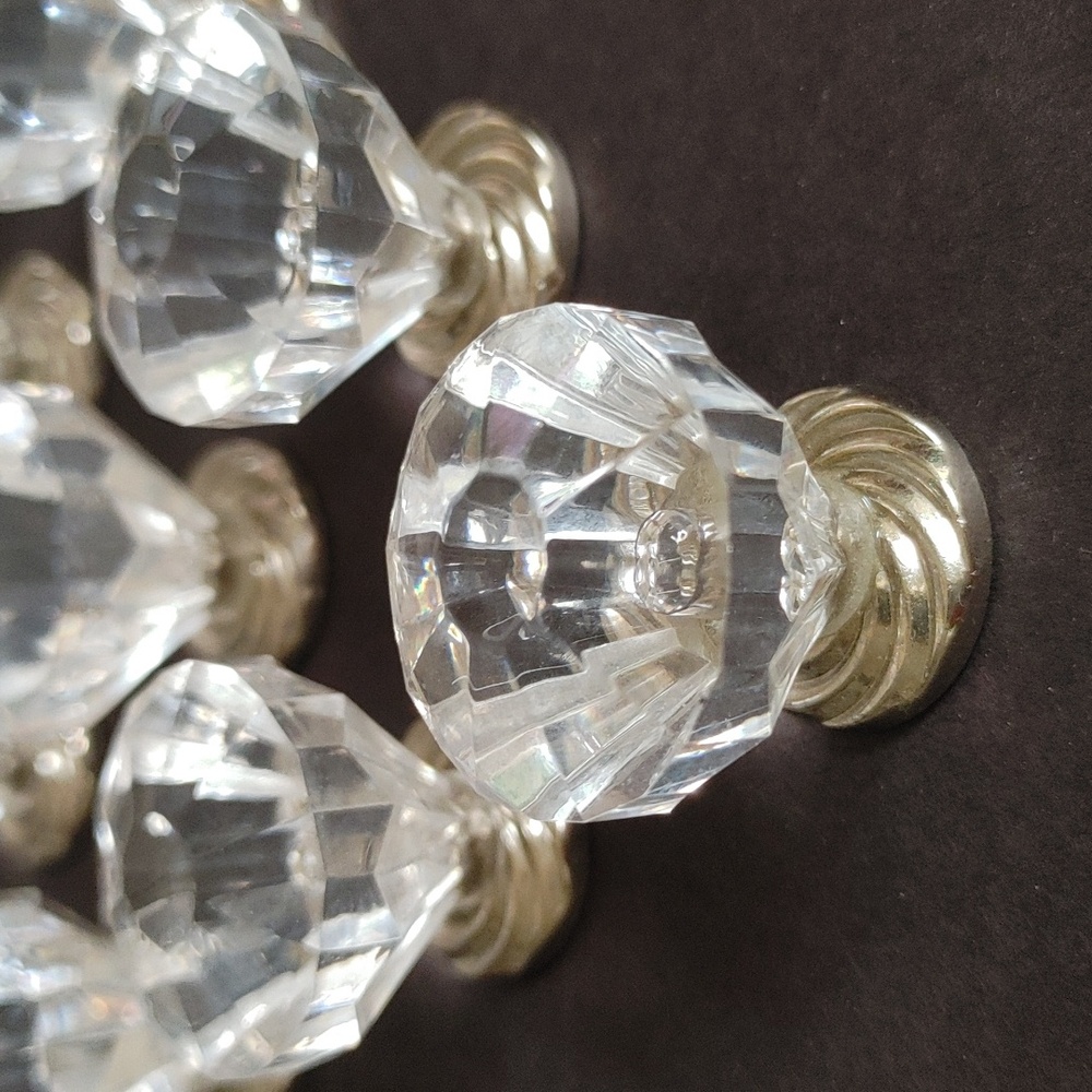 15 Pcs Acrylic Crystal Cabinet Drawer Knobs w Polished Chrome Swirl Base - Picture 3 of 10